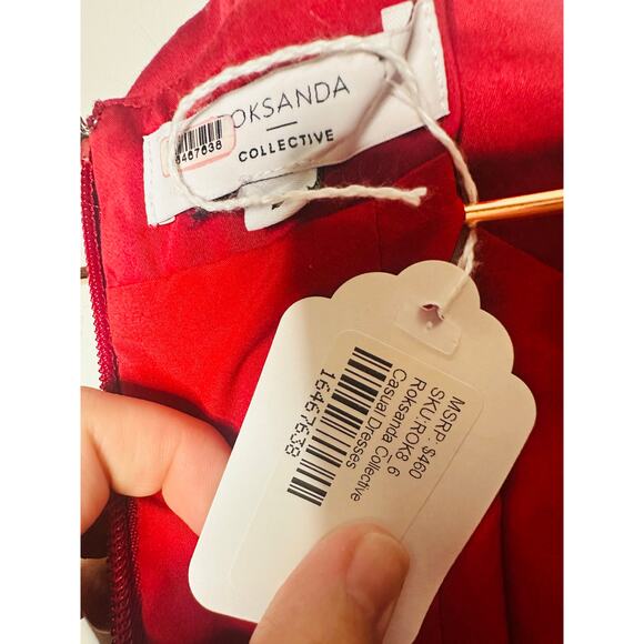 ROKSANDA x RTR Pink Red Color-Blocked Sleeveless Crewneck Midi Dress Size 6 - Picture 10 of 16